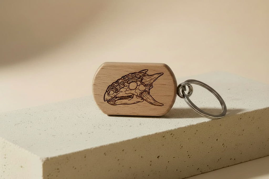 Schlüsselanhänger – Ankylosaurus, Holz, lasergraviert