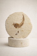 Knightia Fisch Fossil eingebettet in Kalkstein auf natürlichem Steinsockel