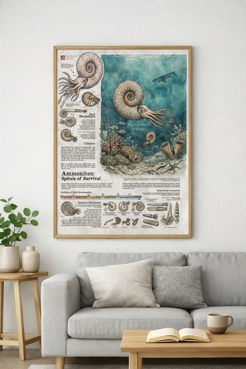 Ammoniten: Meister der prähistorischen Meere – Wissenschaftsposter